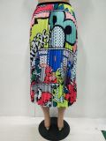 Plus Size Printed Pleated Long Skirt LSD-8277