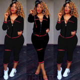 Fashion Ribbed Casual Sports Suit CM-119