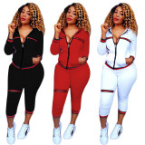Fashion Ribbed Casual Sports Suit CM-119