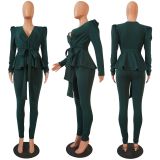 Fashion Ruffle Casual Two-piece Suit CM-639