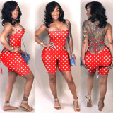 Plus Size Tie Dye Printed Backless Playsuit ASL-6100