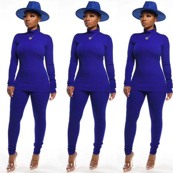 Turtleneck Solid Color Two-Piece Suit SFY-064