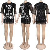 Sexy Letter Sequin Dress SFY-068