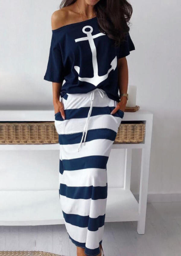 Printed Stripes Two Piece Set AIL-088