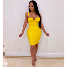 Solid Color Sling Sleeveless Dress CHY-1113