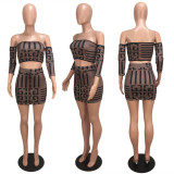 Sexy Off Shoulder Crop Top Mini Skirt Two Piece Sets CHY-1074