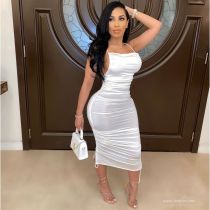Sexy Solid Spaghetti Strap Bodycon Long Dress SFY-008-1