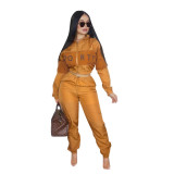 Casual Patchwork Tracksuit Two Piece Sets SHD-9052