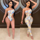 Snake Skin Print Bodysuit And Pants 2 Piece Sets CHY-1216