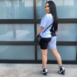 Contrast Color Short Sleeve Two Piece Sets WSM-5140