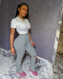 Solid Stacked Holes Long Sweatpants SMD-2024-2
