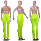 Plus Size Solid Stracked Hollow Out  Long Pants FSL-075