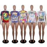 Cartoon Print O Neck Short Sleeve T Shirt Tops SHD-D9231