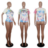 Cartoon Print O Neck Short Sleeve T Shirt Tops SHD-D9231