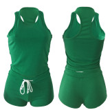 Solid Sleeveless Summer Two Piece Shorts Suit TE-3147-1