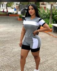 Casual Patchwork Two Piece Shorts Set OY-6165