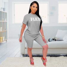 Solid Color Letter Printing Two Piece Set NIK-103