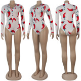 Casual Printed Long Sleeve Slepwear Bodysuit SFY-121