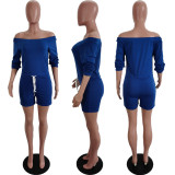 Plus Size Solid Slash Neck One Piece Rompers LUO-3061
