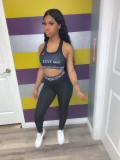 Casual Letter Print Stretch Fitness Two Piece Sets SFY-125