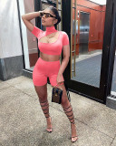 Sexy Stand Collar Slim Solid Color Two Piece Set MEM-8282