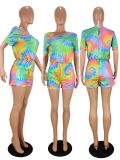 Tie Dye Print Short Sleeve One Piece Rompers WSM-5155