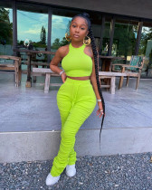 Solid Tank Top Stracked Pants Tw Piece Sets FNN-8505