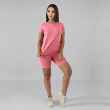 Plus Size Simple Casual Solid Color Two Piece Set TE-3998-2