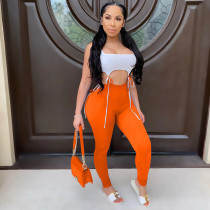 Sexy Lace Up Fitness Bodycon Two Piece Pants Set ZSD-0291