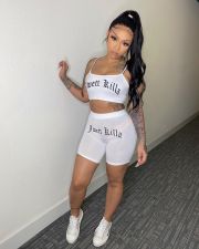 Letter Print Camisole Shorts Two Piece Set WSM-5154