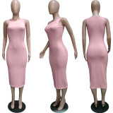 Solid Sleeveless Bodycon Midi Dress BGN-086
