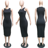 Solid Sleeveless Bodycon Midi Dress BGN-086
