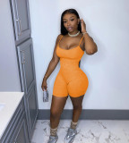 Solid Sleeveless Strap Fitness One Piece Rompers SHD-9283