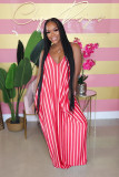 Plus Size 4XL Sexy Striped Sleeveless Maxi Slip Dress SFY-147