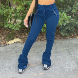 Plus Size Solid Skinny Long Stacked Sweatpants FSL-101