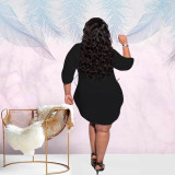 Plus Size 5XL Solid O Neck Loose Mini Dress BMF-006