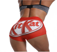 Plus Size Sexy Skinny Pattern Printed  Yoga Fitness Shorts SHD-9314