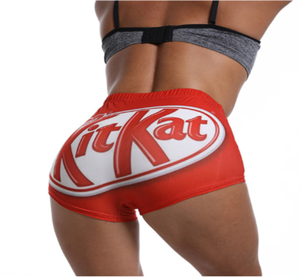 Plus Size Sexy Skinny Pattern Printed  Yoga Fitness Shorts SHD-9314