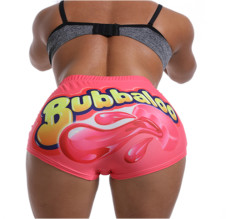 Plus Size Sexy Skinny Pattern Printed  Yoga Fitness Shorts SHD-9314