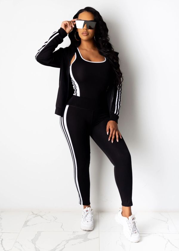 Casual Sportswear Tank Top+Coat+Pants 3 Piece Suits SFY-154