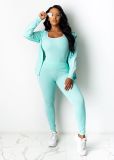 Casual Sportswear Tank Top+Coat+Pants 3 Piece Suits SFY-154