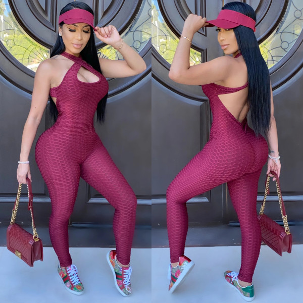 Sexy Off Shoulder Backless Skinny Jumpsuits SMR-9668