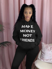 Plus Size Letters Print Casual Loose Hoodies Tops QZX-6159
