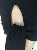 Plus Size Solid Color Long Sleeve Sexy Dress LM-8183