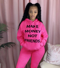 Plus Size Letters Print Casual Loose Hoodies Tops QZX-6159