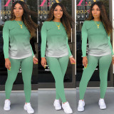 Gradient Long Sleeves Two Piece Pants Sets SMR-9735