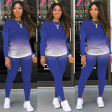 Gradient Long Sleeves Two Piece Pants Sets SMR-9735