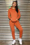Solid Long Sleeve Hoodies Two Piece Sets IV-8131