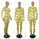 Casual Printed V Neck Long Sleeve Jumpsuits SHD-9431