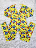 Casual Printed V Neck Long Sleeve Jumpsuits SHD-9431